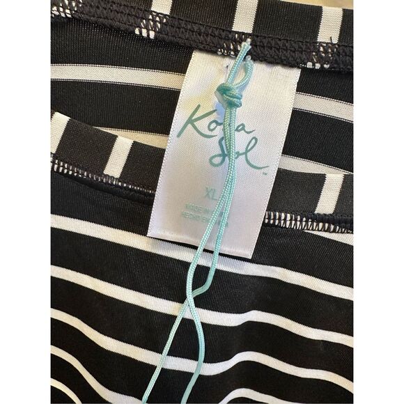 Kona Sol Black and White Stripe Cropped Rash Guard Swim Size XL - Picture 3 of 4